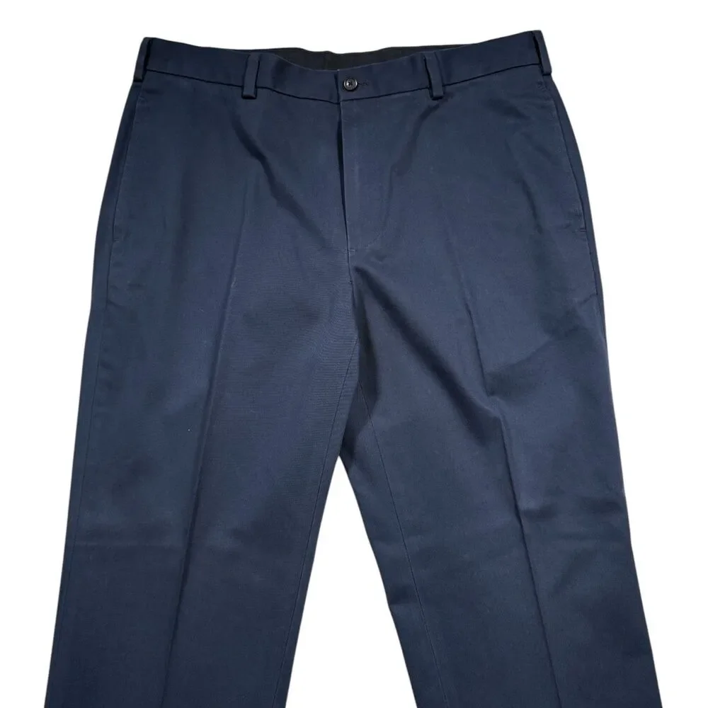 Brooks Brothers Mens 36x30 Navy Blue Advantage Chino Clark Fit Flat Front Pants - Picture 5 of 6